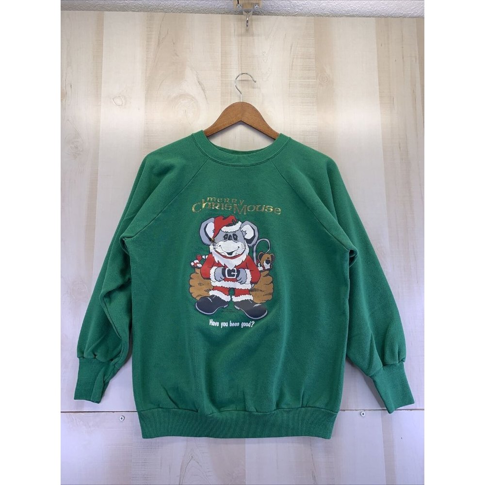 Vintage 1987 Signal USA Merry ChrisMouse Funny Graphic Sweatshirt Womens L-7284